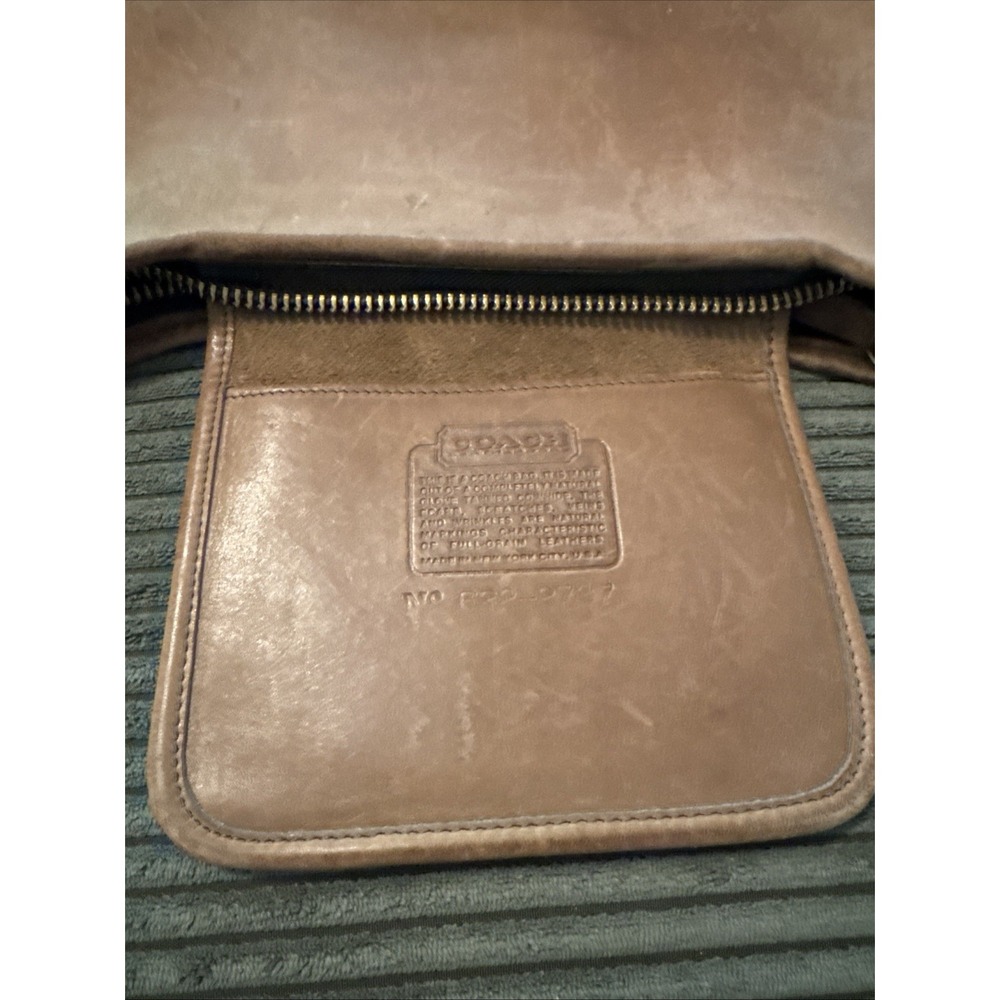 RARE Coach Purse NYC Vintage 80s Tan Leather Bag Brown Chunky Zipper - Picture 16 of 16